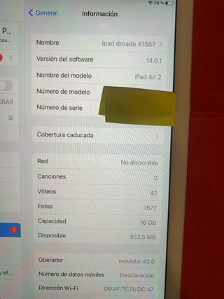 iPad Air 2 Wi-fi + Cell. regalo funda piel. 16GB