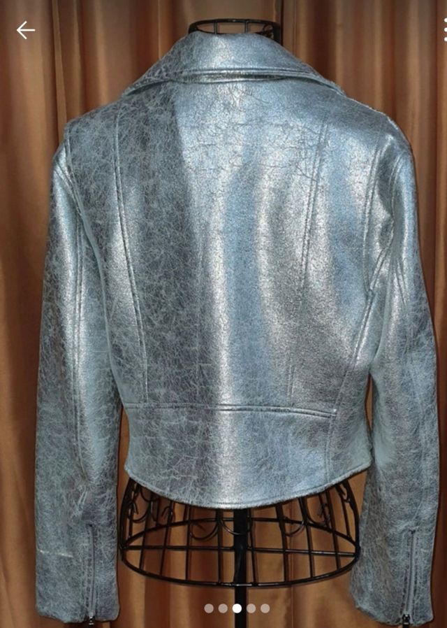 Cazadora Biker metalizada zada.
