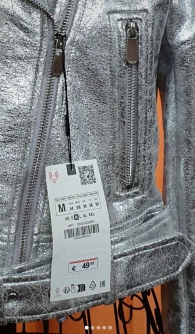 Cazadora Biker metalizada zada.