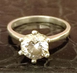 Solitario de plata de Ley y circonita 