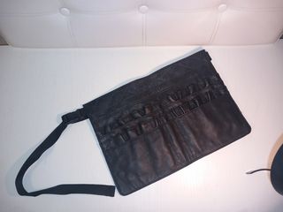 Manta pinceles maquillador cuero auténtico