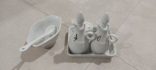 Set condimento ceramica bianca