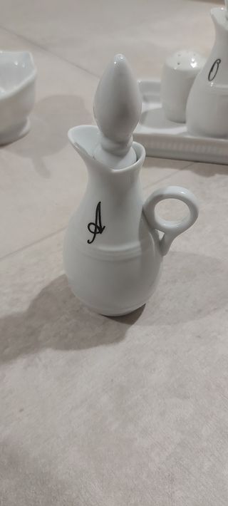 Set condimento ceramica bianca