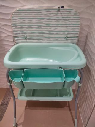 Bañera infantil verde cambiador