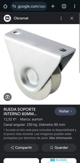 Rueda con soporte de sobreponer o interno...