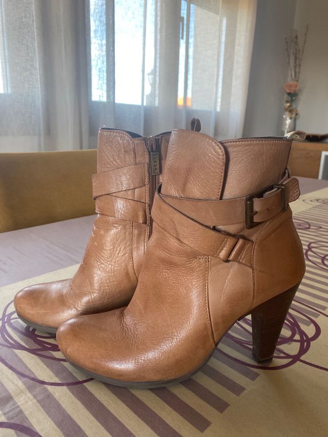 Botines de mujer, piel marrón, 39