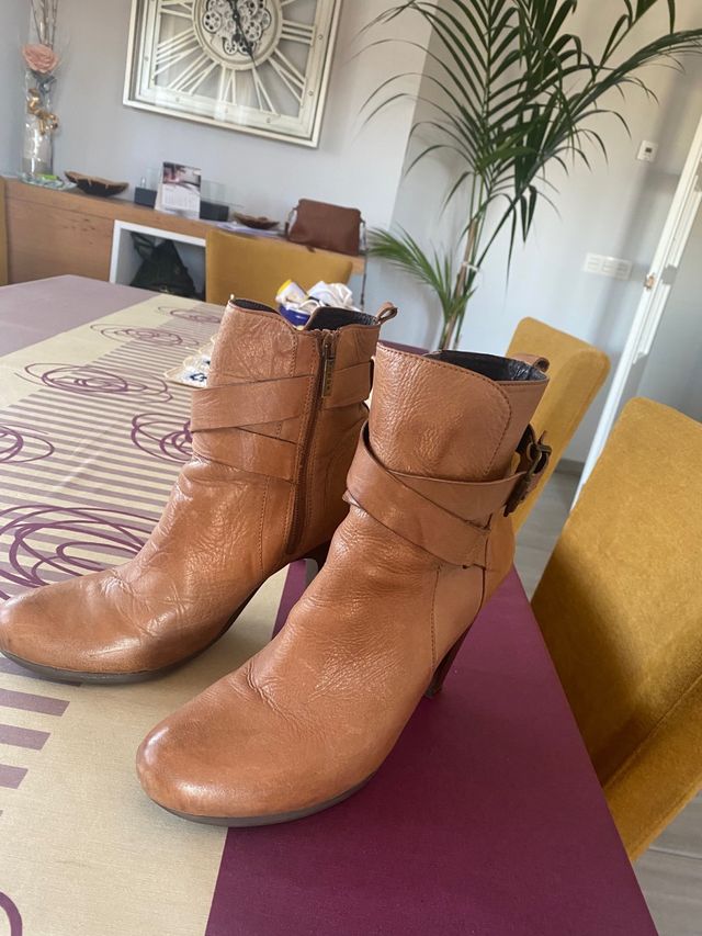 Botines de mujer, piel marrón, 39