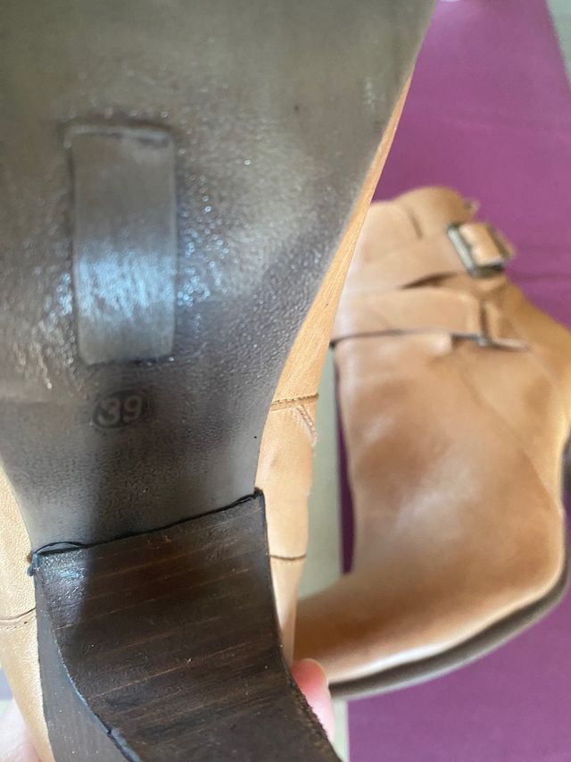 Botines de mujer, piel marrón, 39