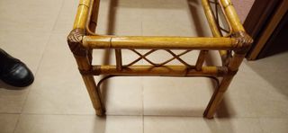 Base de mesa de comedor vintage de bambú/sin c