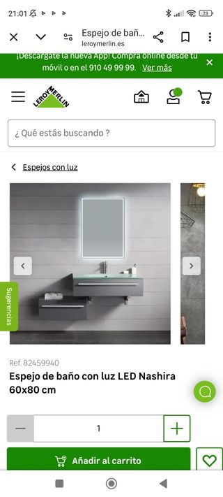 Espejo de baño con luz LED