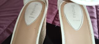 Sandalia cuña esparto encaje novia 37