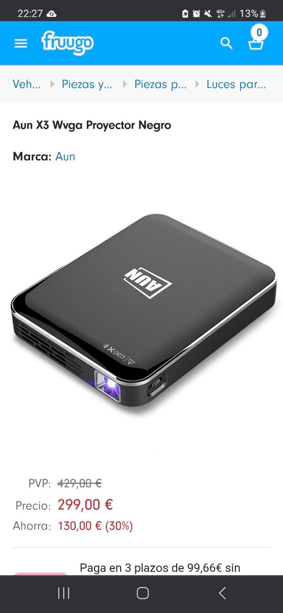 Aun X3 Wvga Proyector Negro