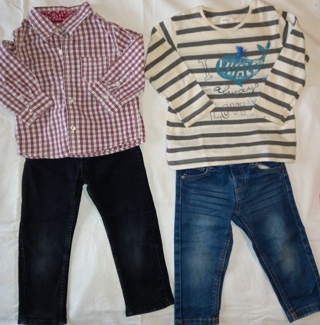 18 meses. 3 CONJUNTOS PANTALON Y CAMISA PO