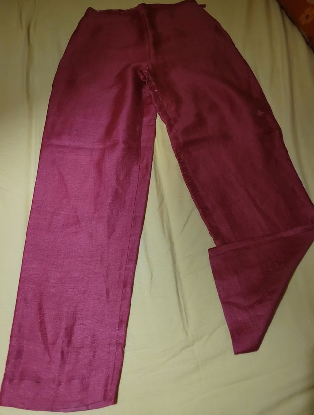 Pantalón vestir satinado 42 rosado