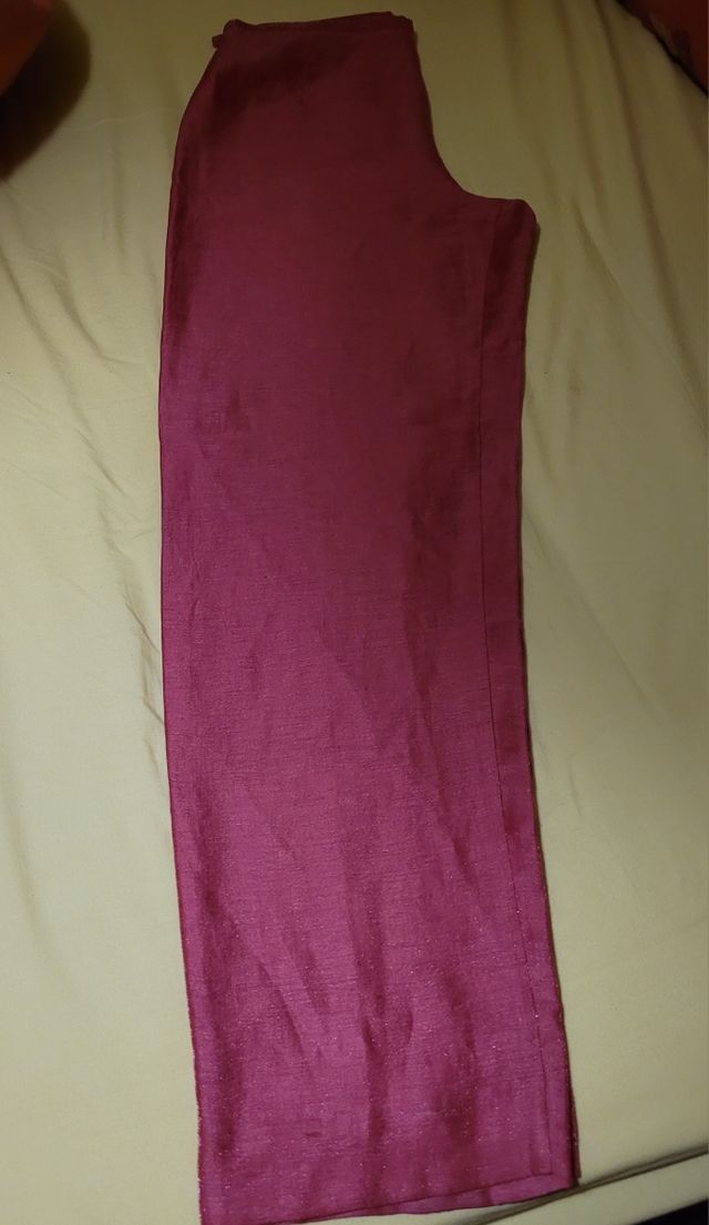 Pantalón vestir satinado 42 rosado
