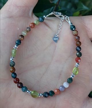 Pulsera, plata ley y ágata india 
