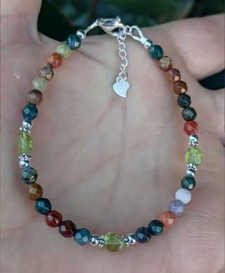 Pulsera, plata ley y ágata india 