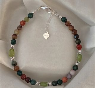 Pulsera, plata ley y ágata india 
