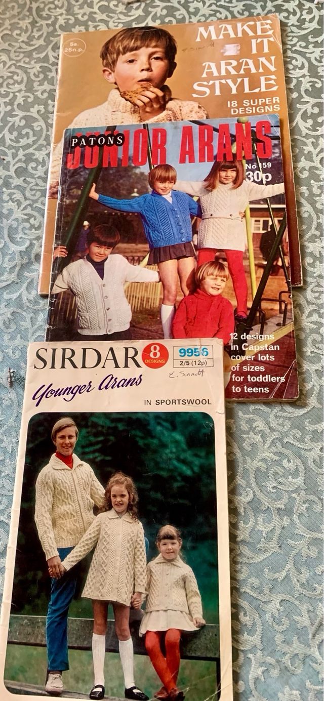 3 Vintage Aran knitting books