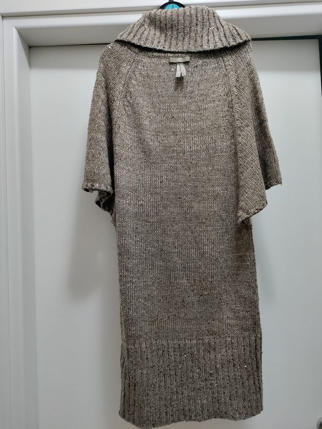 Vestito beige a mezze maniche in lana/nylon