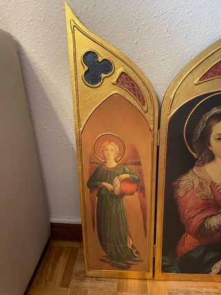 triptico religioso pintado a mano