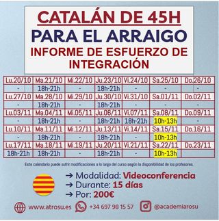 Curso de CATALAN para ARRAIGO