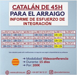 Curso de CATALAN para ARRAIGO