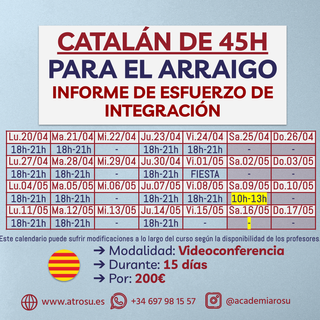 Curso de CATALAN para ARRAIGO