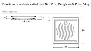 Plato de Ducha 90x90x11 cm Porcelana