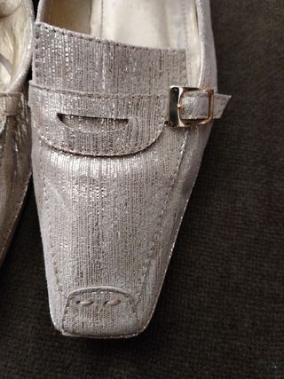 Zapatos mujer piel dorados tacón 4cm t. 36,5/37