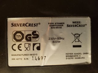 vaporera alimentos silvercrest
