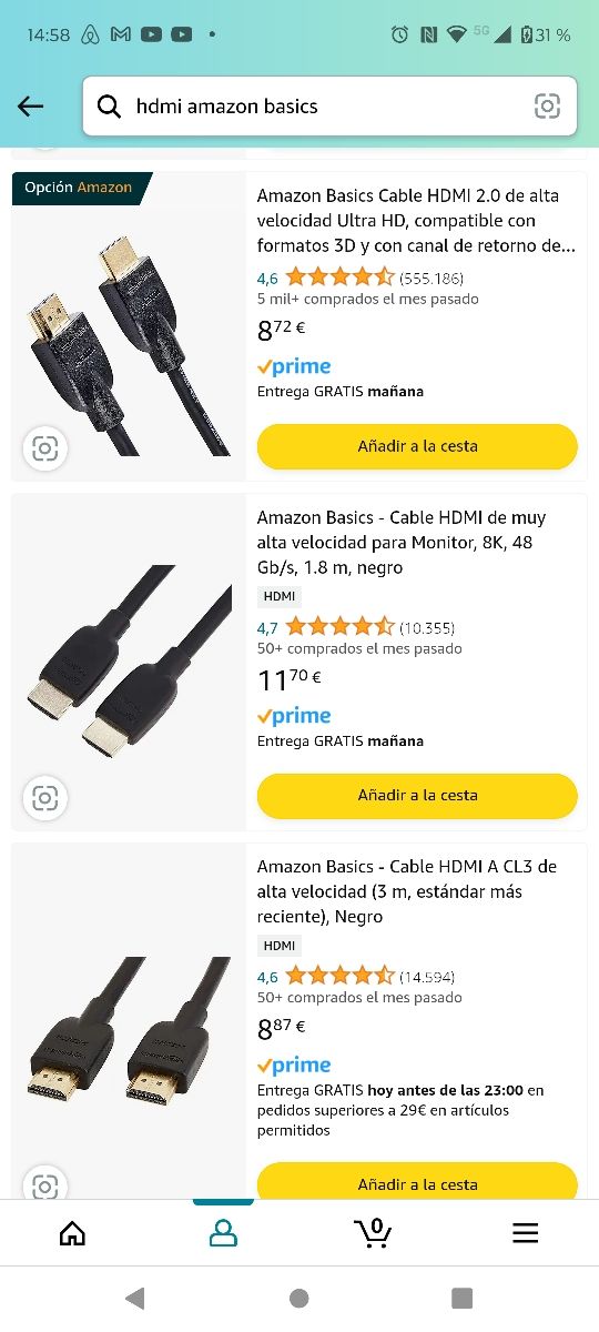 Pack 5 cables HDMI de 3m