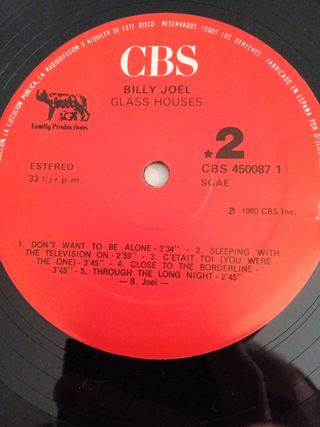 VINILO BILLY JOEL/ GLASS HOUSES