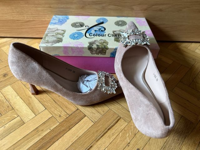 ZAPATOS SALÓN ANTE BEIGE 38 NUEVOS!!!