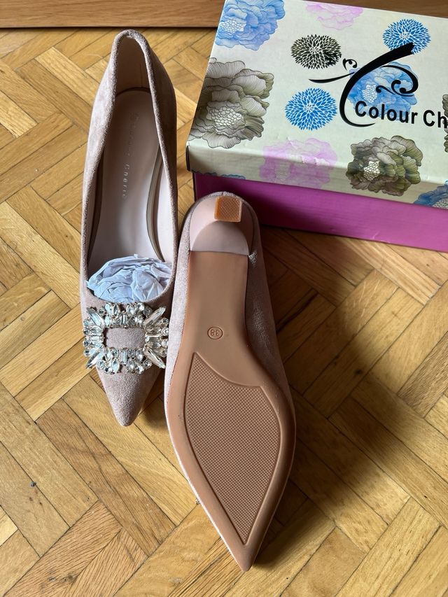 ZAPATOS SALÓN ANTE BEIGE 38 NUEVOS!!!