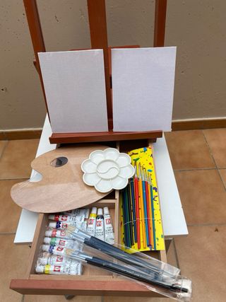 Caballete de madera buena para pintar cuadros
