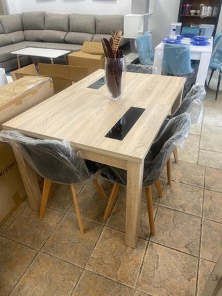 Mesa Comedor extensible lara+6 Sillas acolchadas