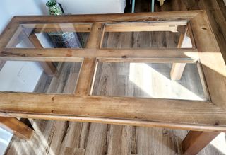 Mesa comedor madera y cristal. URGE!