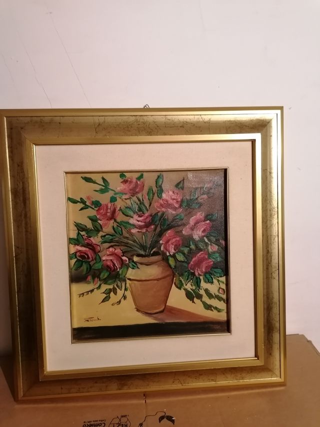 Quadro, dipinto con rose di Stecchi