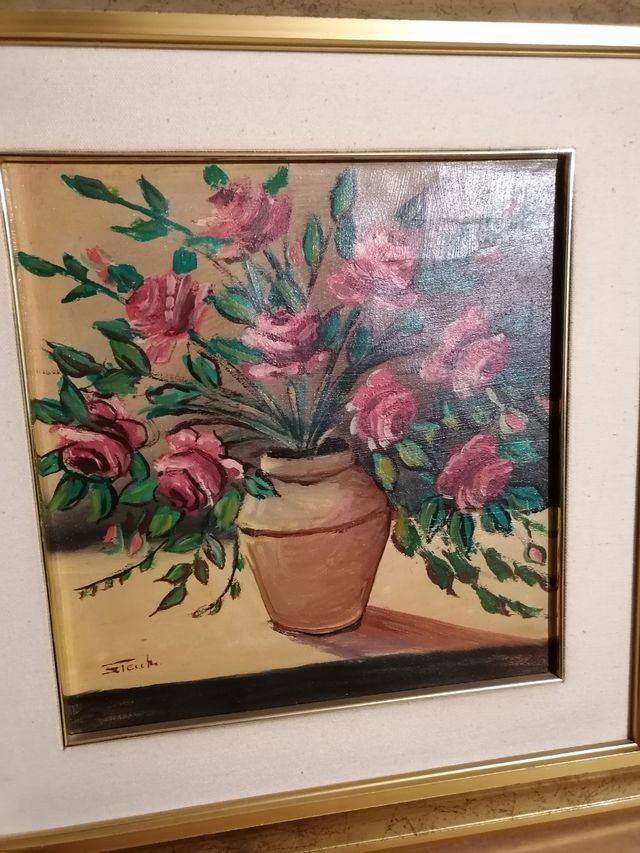 Quadro, dipinto con rose di Stecchi