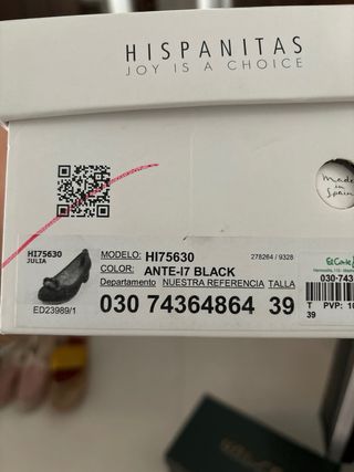 Zapatos de piel negros Hispanitas