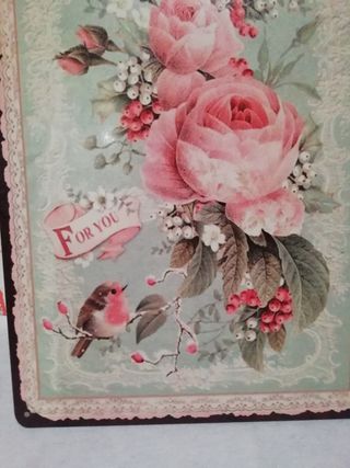 Quadro in metallo vintage con fiori