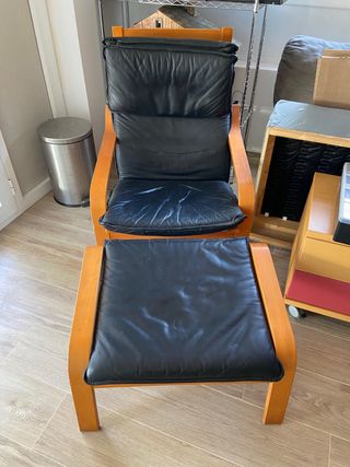 Sillón de lectura con reposapies, IKEA, madera