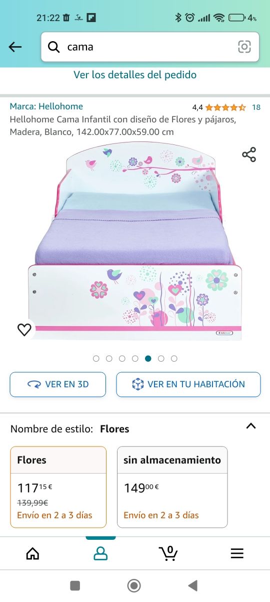 Cama infantil 140 cm