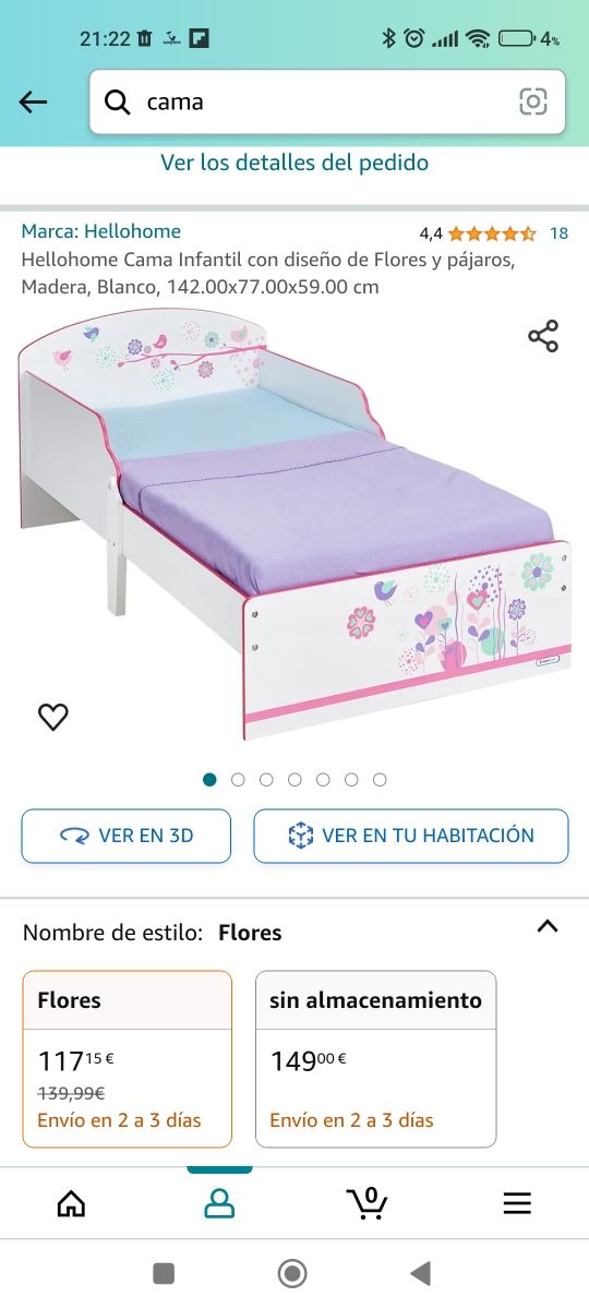 Cama infantil 140 cm