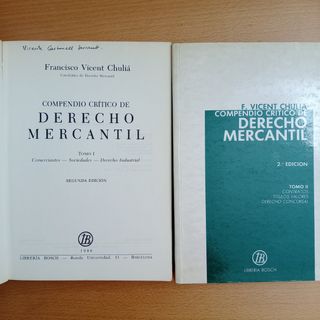 Libros Derecho Mercantil I, II. F. Vicent Chulia
