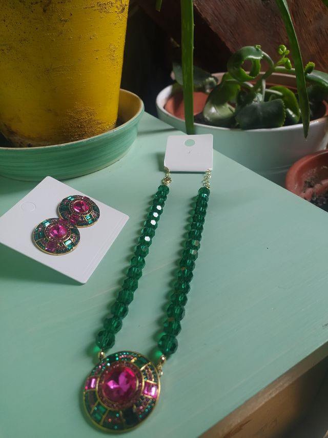 collar y pendientes cristal a juego