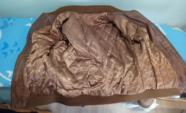 Chaqueta de cuero marrón claro - camel