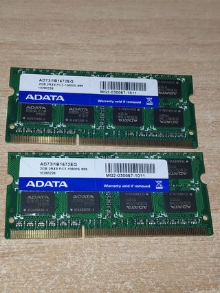 ADATA 4 GB en dos modulos 2Gb 2rx8 pc3-10600S-999