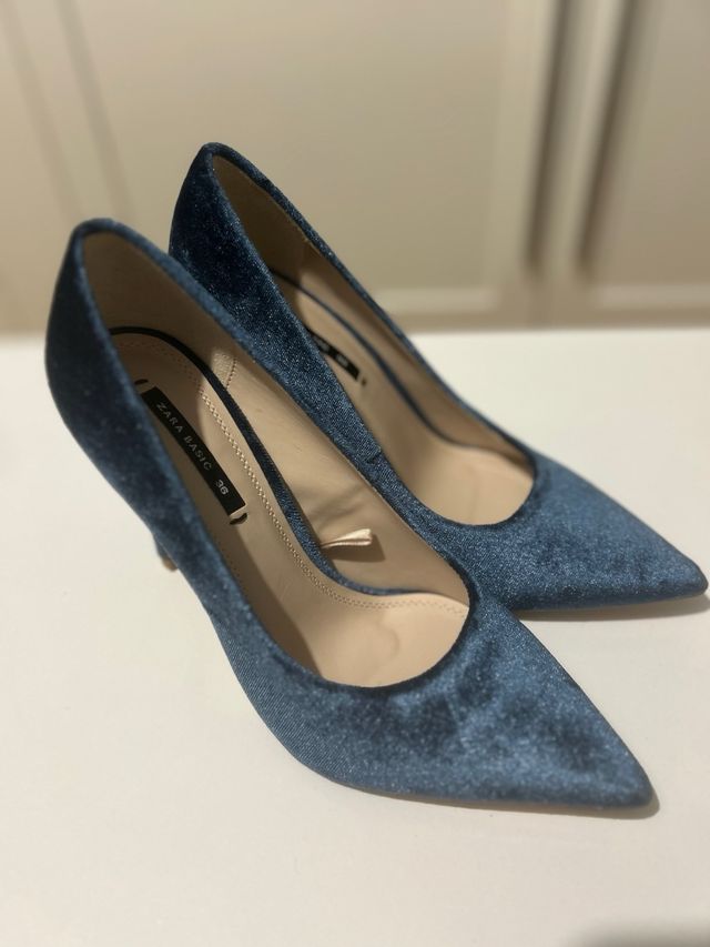 Zapatos azules terciopelo